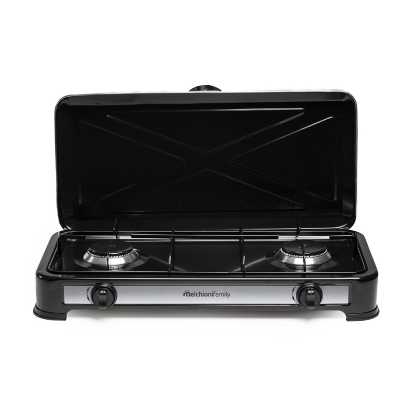 Fornello nero a gas 2 fuochi MINERVA2